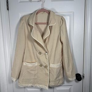 Elegant Cream Double-Breasted Blazer